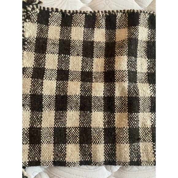 Plaid Checkerboard Pillow Cover Sham Textured Tweed Brown Beige Vintage MCM 70s - Picture 3 of 8